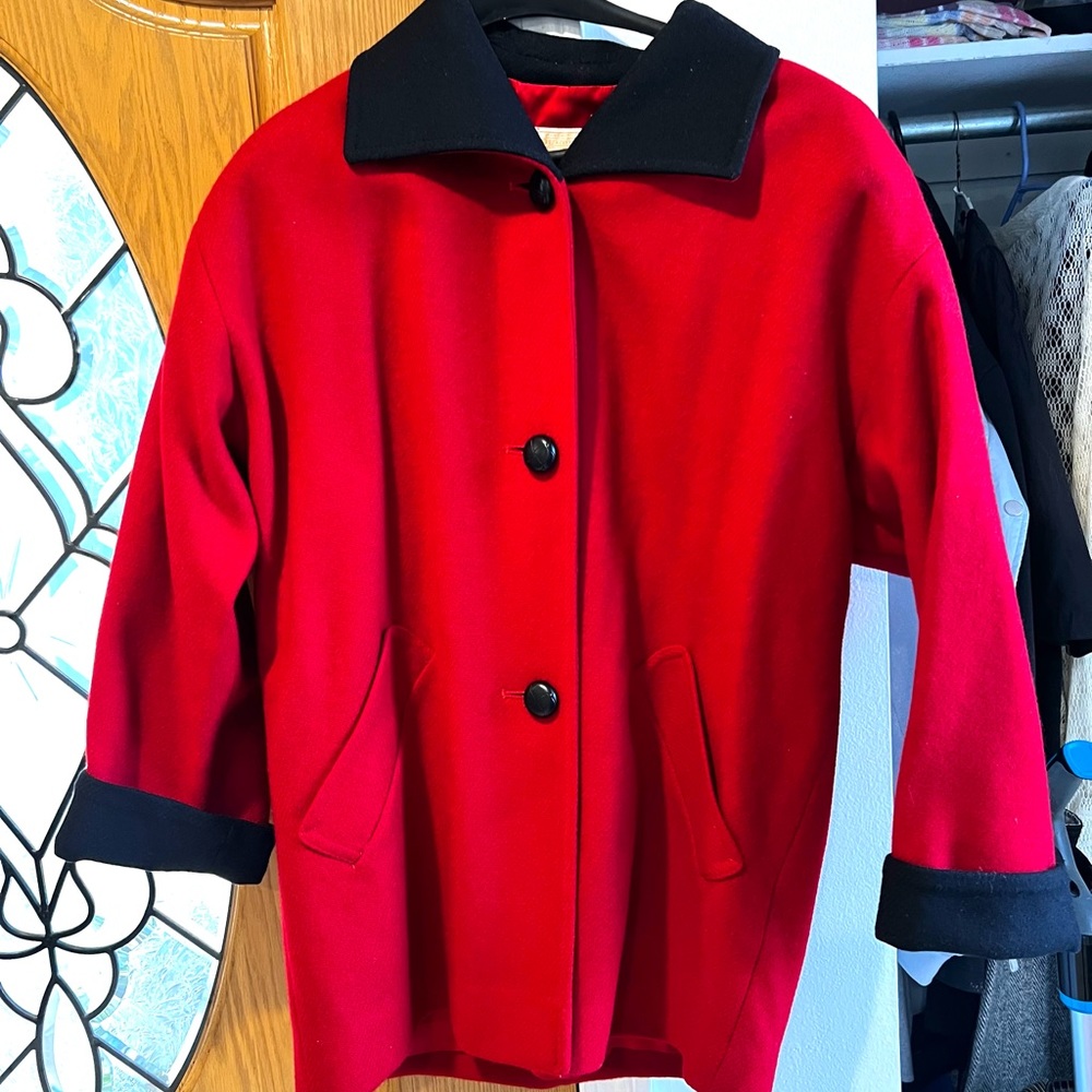 Cute red and black 100% wool jacket